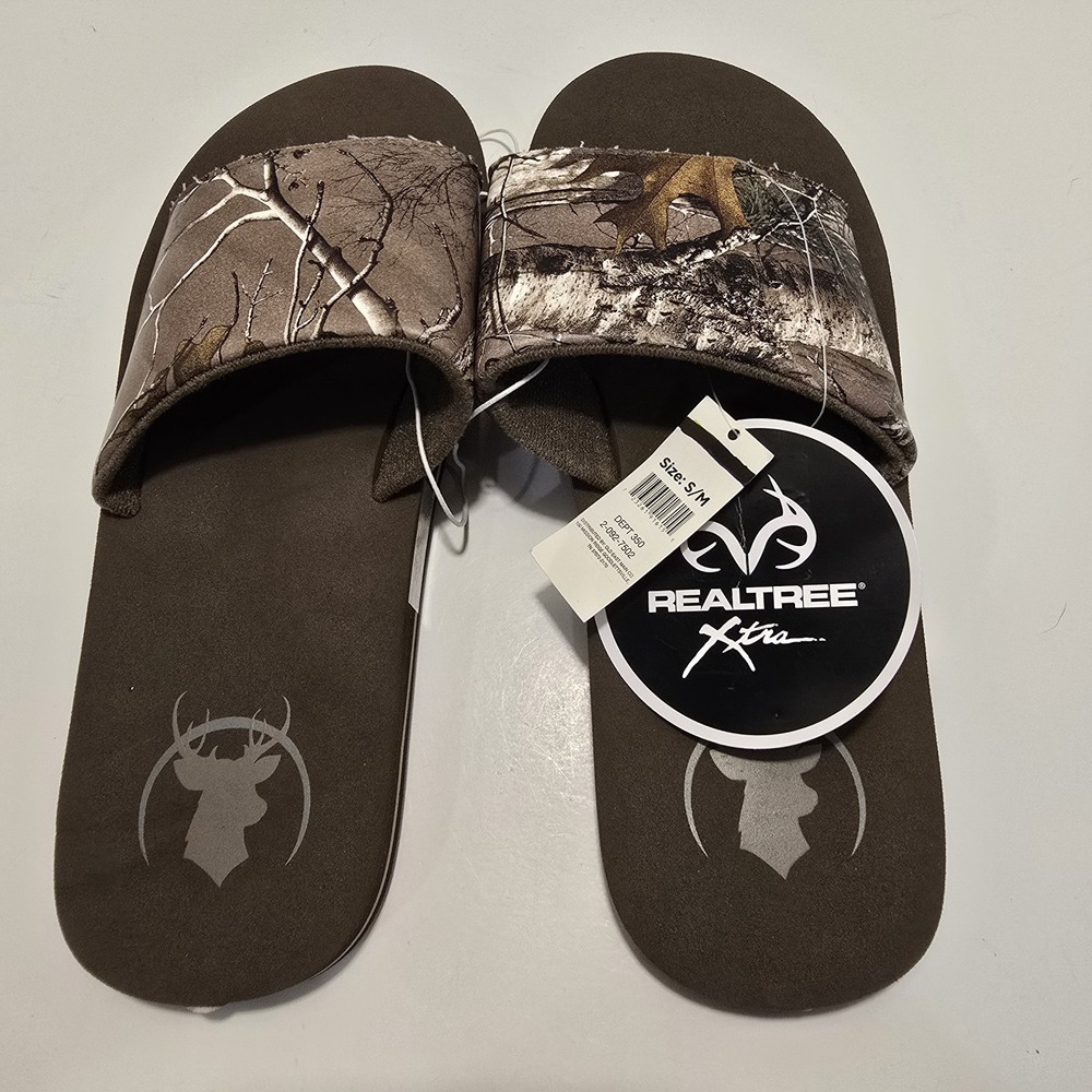 Realtree Men's S/M Size 9/10‎ Sandals Slip Ons Camouflage Slip In Flips